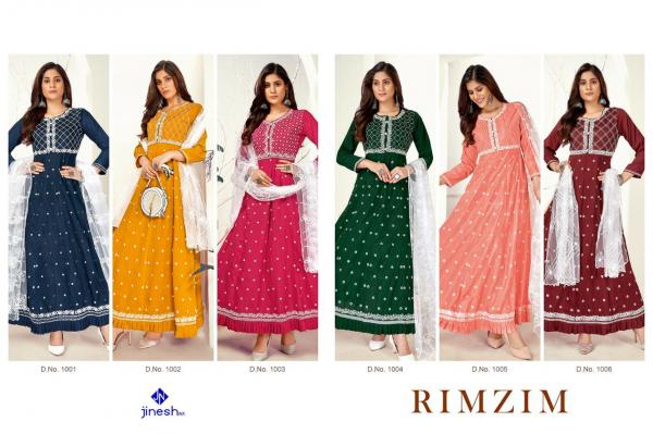 Jinesh Nx Rimzim Silk  Designer Wear Kurti With Dupatta Collection